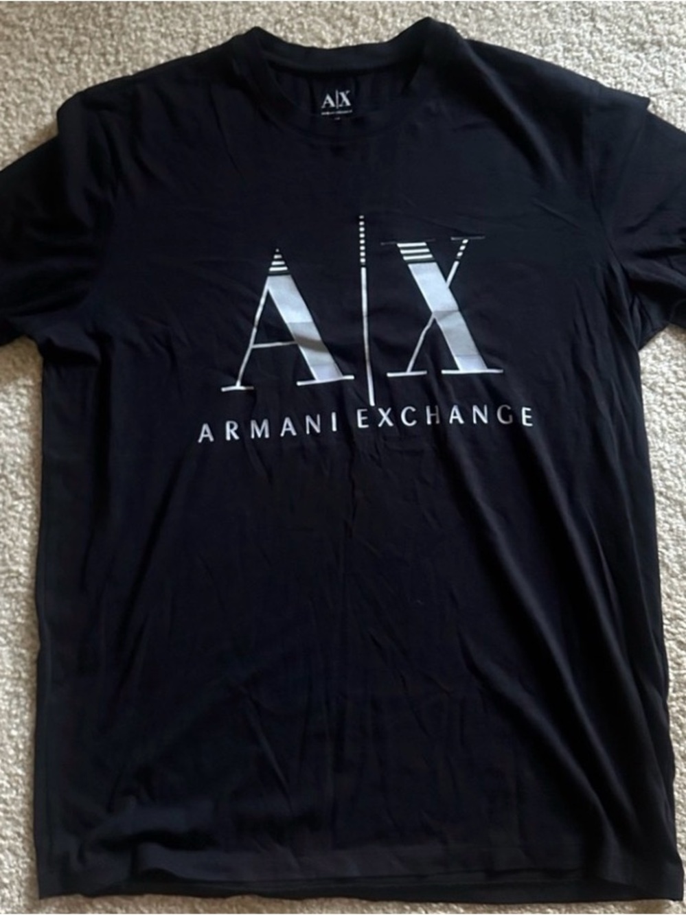Armani Exchange Black Tee with Silver AX Logo